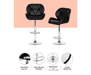 Coco Bar Stools Gas Lift Padded Leather Black. Price is for Each