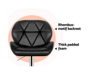 Coco Bar Stools Gas Lift Padded Leather Black. Price is for Each