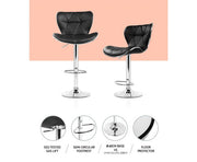 Elvan Bar Stools Gas Lift Leather Seat Black. Bar Stool for Each
