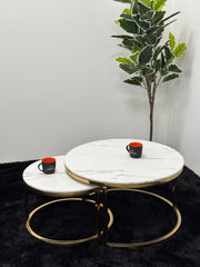 TWO IN ONE COFFEE TABLE WITH WHITE MARBLE TOP TT022