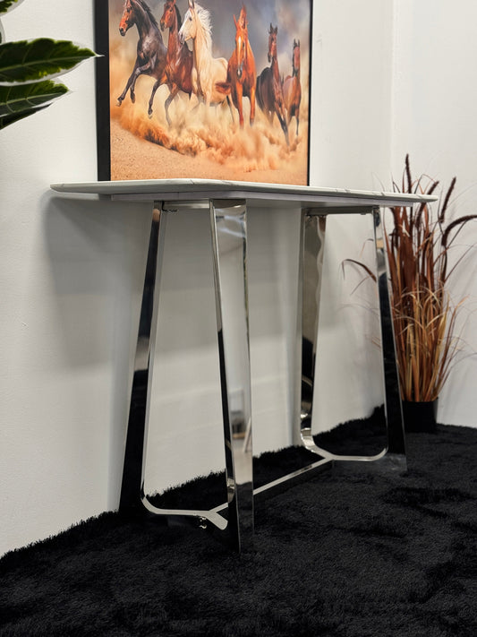 CONSOLE TABLE WITH WHITE MARBLE TOP CT011