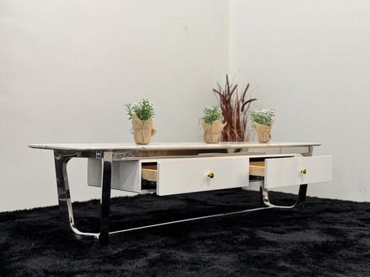 TS011 White Marble Top TV Unit For Modern Living Rooms Australia