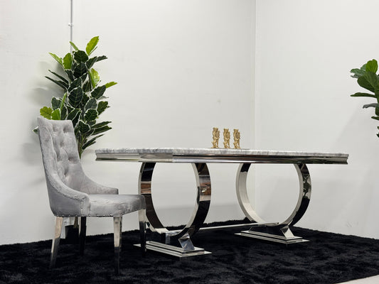 DINING TABLE WITH GREY MARBLE TOP DT004