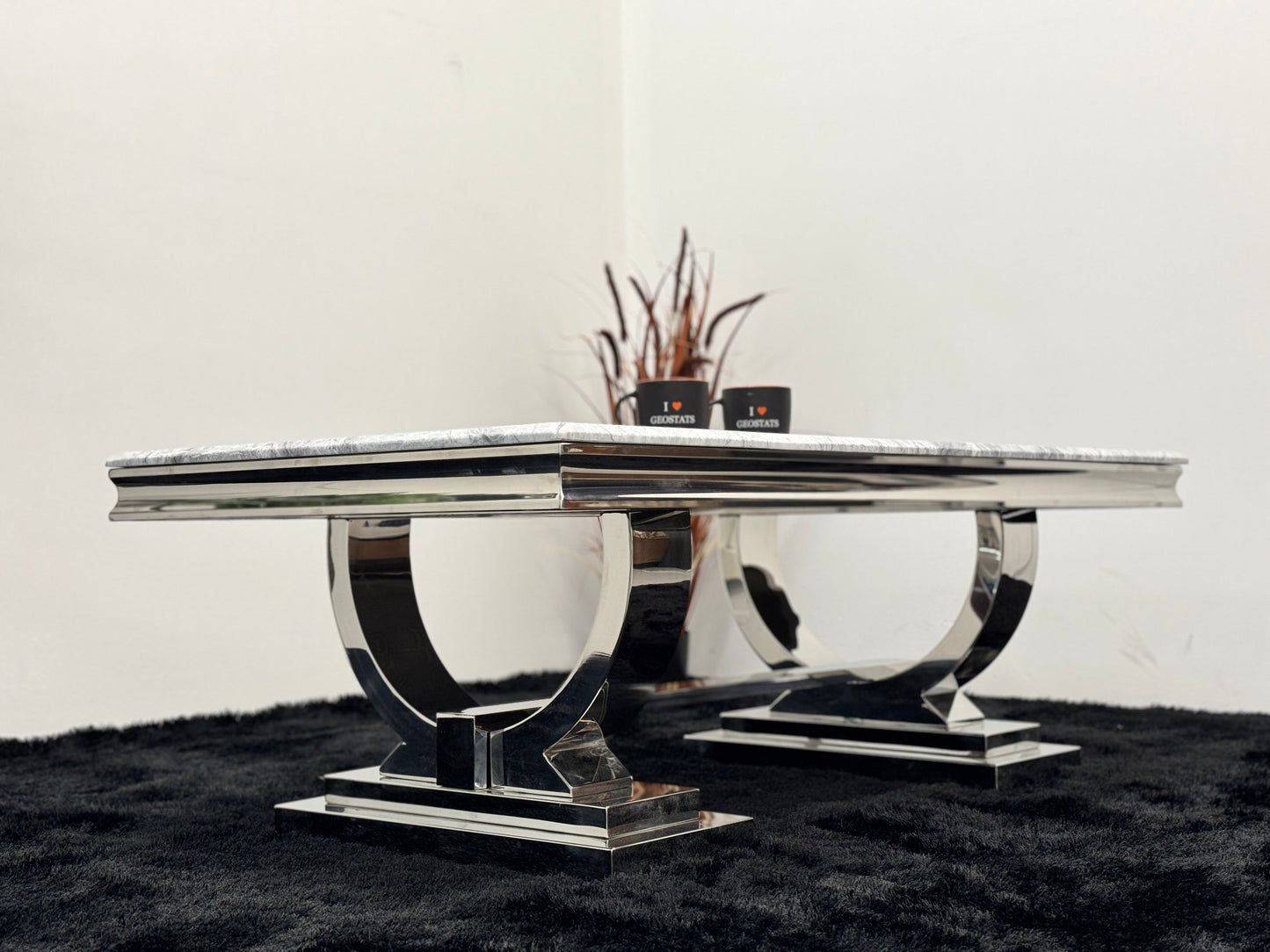 COFFEE TABLE WITH GREY MARBLE TOP TT004