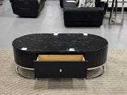 COFFEE TABLE WITH BLACK MARBLE & LEATHER TT055