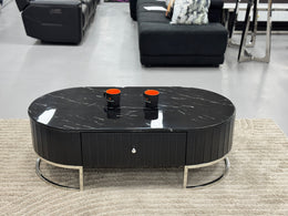 COFFEE TABLE WITH BLACK MARBLE & LEATHER TT055