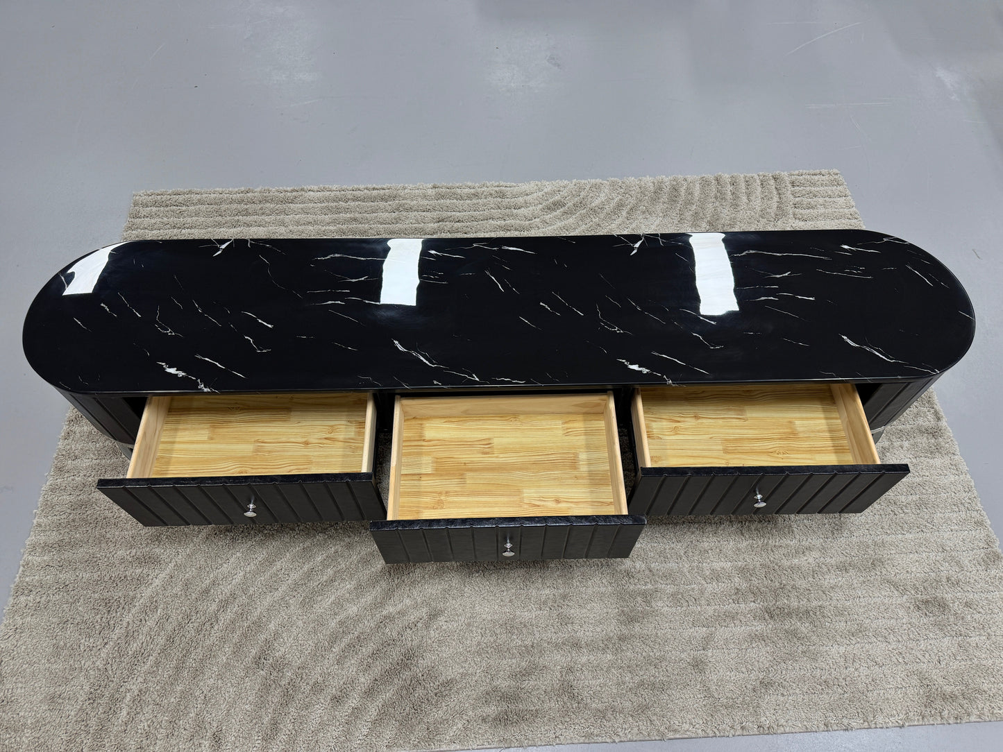 TV UNIT WITH BLACK MARBLE & LEATHER TS056