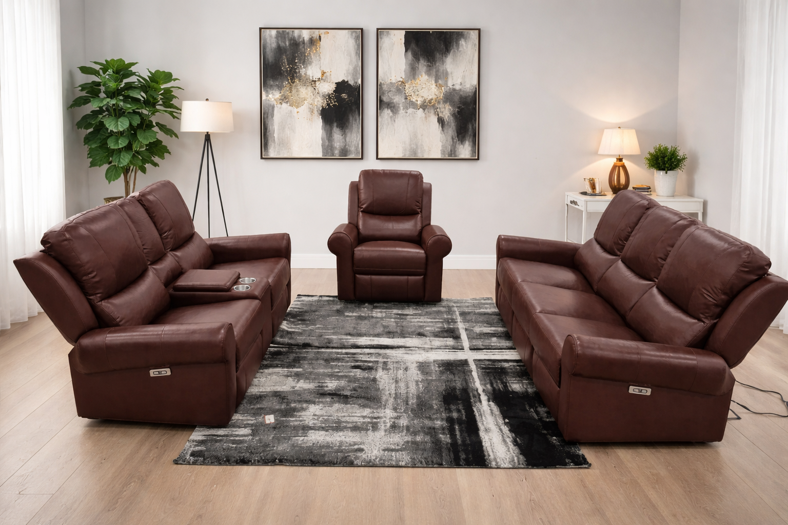 Luciano Leather Electric Recliner Sofa Set Australia – Furniture Roots