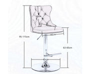 Velvet Stud Barstool with Footrest and Chromed Base- Gray. Price for Each floor stock only left