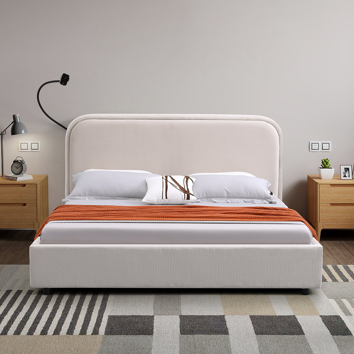 New arrival bedroom furniture collection featuring modern bed frames, gas lift storage beds, and upholstered designs