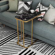 SQUARE SIDE TABLE WITH BLACK & WHITE MARBLE TOP ST077