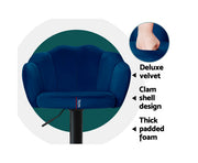 Nessah Bar Stools Gas Lift Velvet Blue. Price is for Each