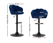 Nessah Bar Stools Gas Lift Velvet Blue. Price is for Each