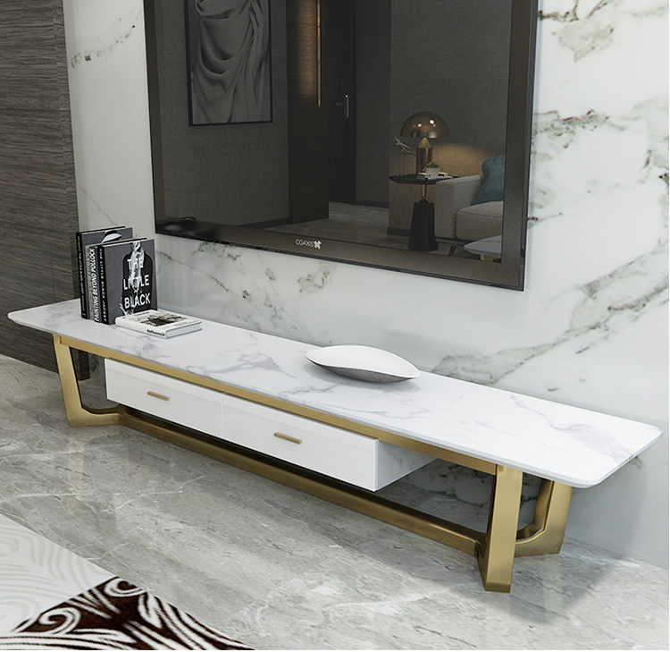 TV UNIT WITH WHITE MARBLE TOP TS011