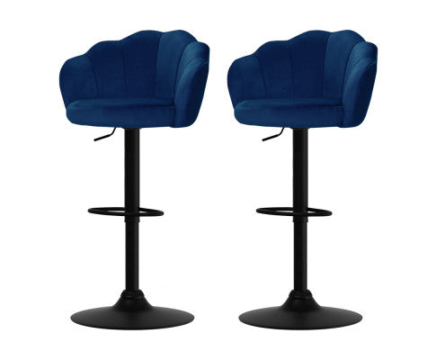 Nessah Bar Stools Gas Lift Velvet Blue. Price is for Each