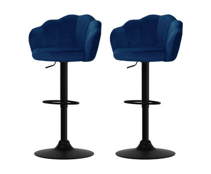 Nessah Bar Stools Gas Lift Velvet Blue. Price is for Each