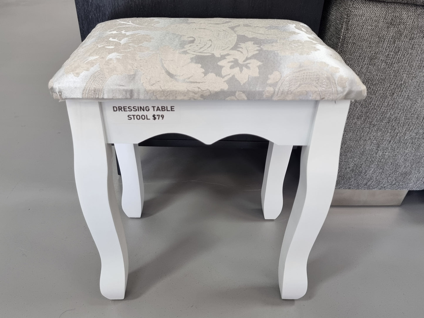 Dressing Table Stool Velvet White