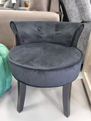 Vanity Stool Velvet Black Abella