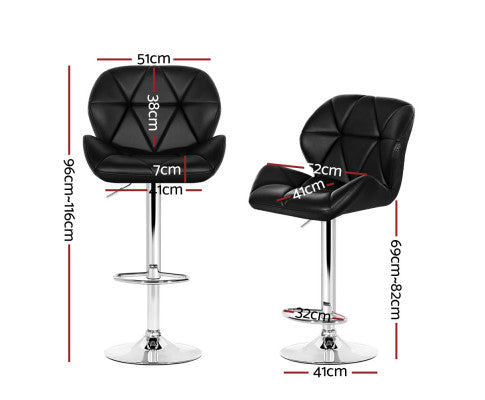Coco Bar Stools Gas Lift Padded Leather Black. Price is for Each