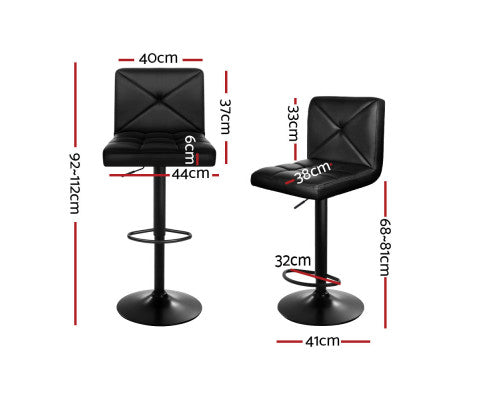 Mirage Black Leather Gas Lift Bar Stool (Price is for each)