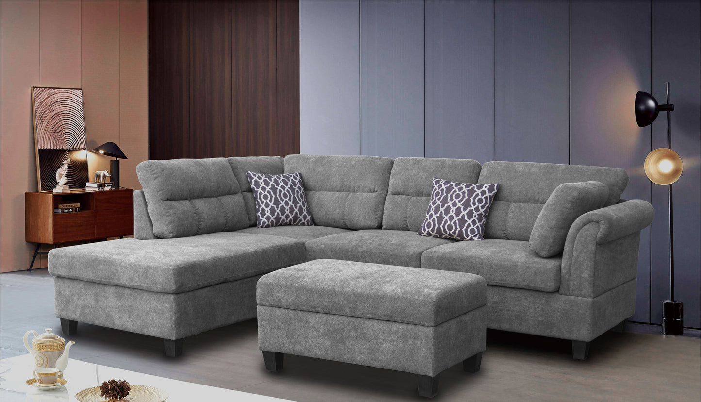 COLTON CHAISE SOFA WITH FREE STORAGE OTTOMAN