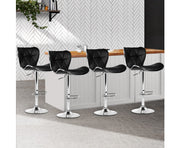 Elvan Bar Stools Gas Lift Leather Seat Black. Bar Stool for Each