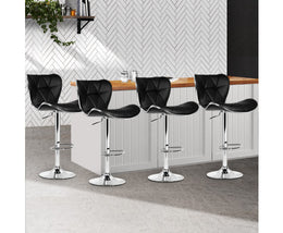 Elvan Bar Stools Gas Lift Leather Seat Black. Bar Stool for Each