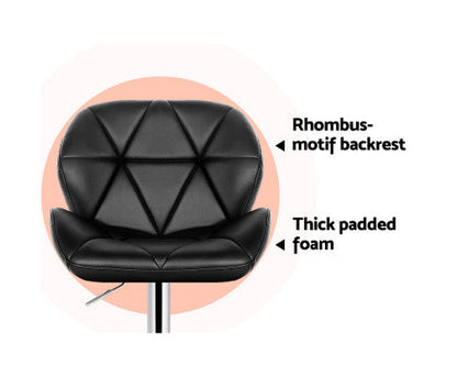 Coco Bar Stools Gas Lift Padded Leather Black. Price is for Each