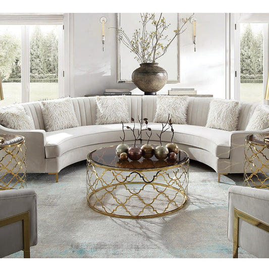 ROUND COFFEE TABLE WITH GLASS TOP TT075