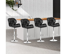 Coco Bar Stools Gas Lift Padded Leather Black. Price is for Each