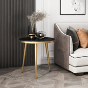 ROUND SIDE TABLE WITH BLACK & GOLD MARBLE TOP ST073