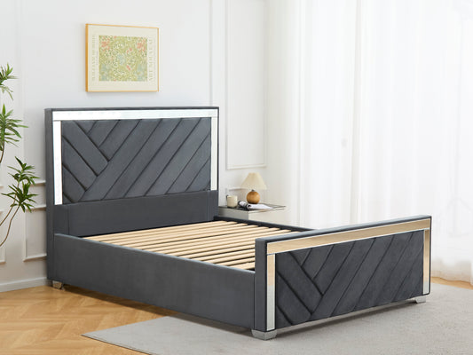 APOLLO VELVET BED FRAME WITH MIRROR DESIGN