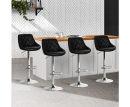 Amto Bar Stools Leather Padded Gas Lift Black. Price is for Each