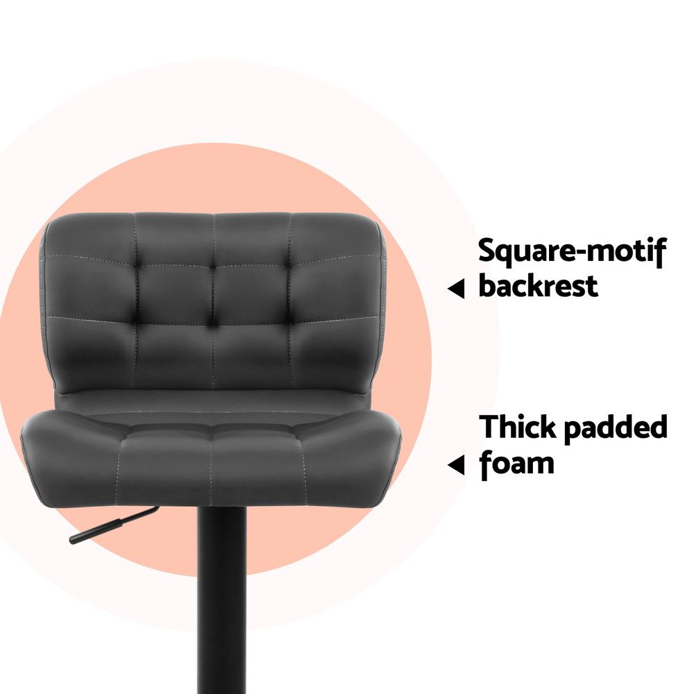 Leone Black Leather Padded Bar Stool (Price is for each)
