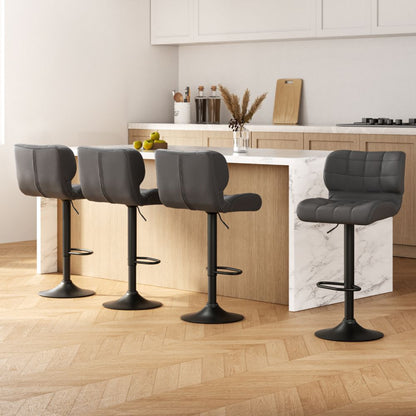 Leone Black Leather Padded Bar Stool (Price is for each)