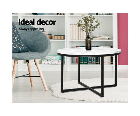 Coffee Table Round 70CM Marbel Effect