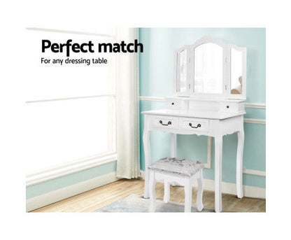 Dressing Table Stool Velvet White