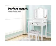 Dressing Table Stool Velvet White