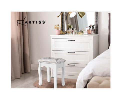 Dressing Table Stool Velvet White