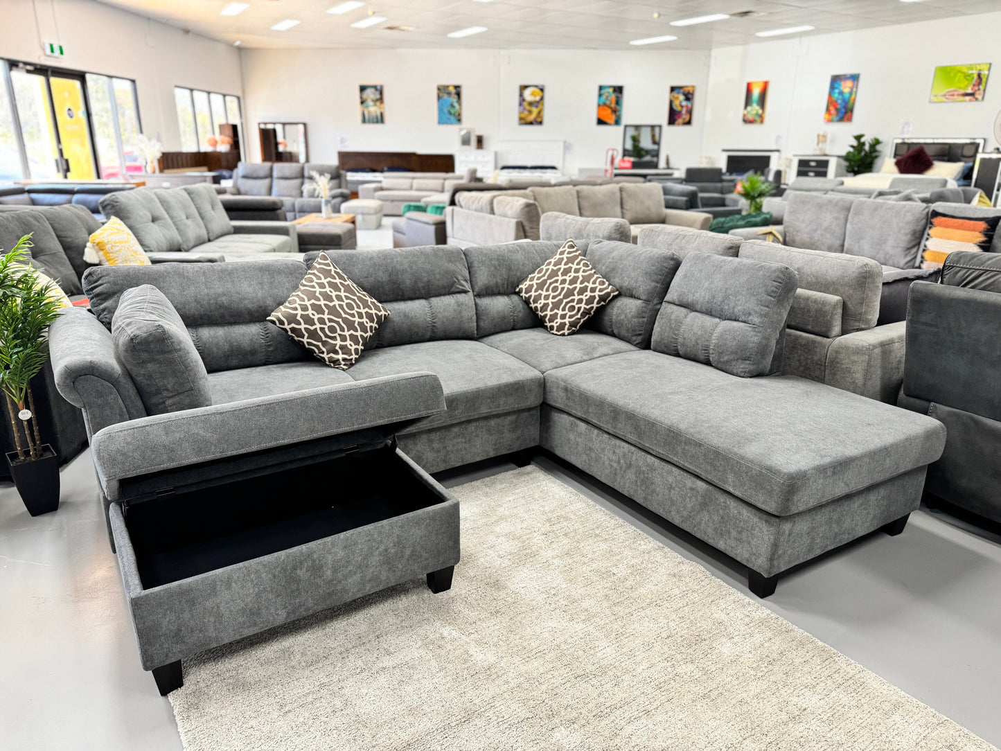 COLTON CHAISE SOFA WITH FREE STORAGE OTTOMAN