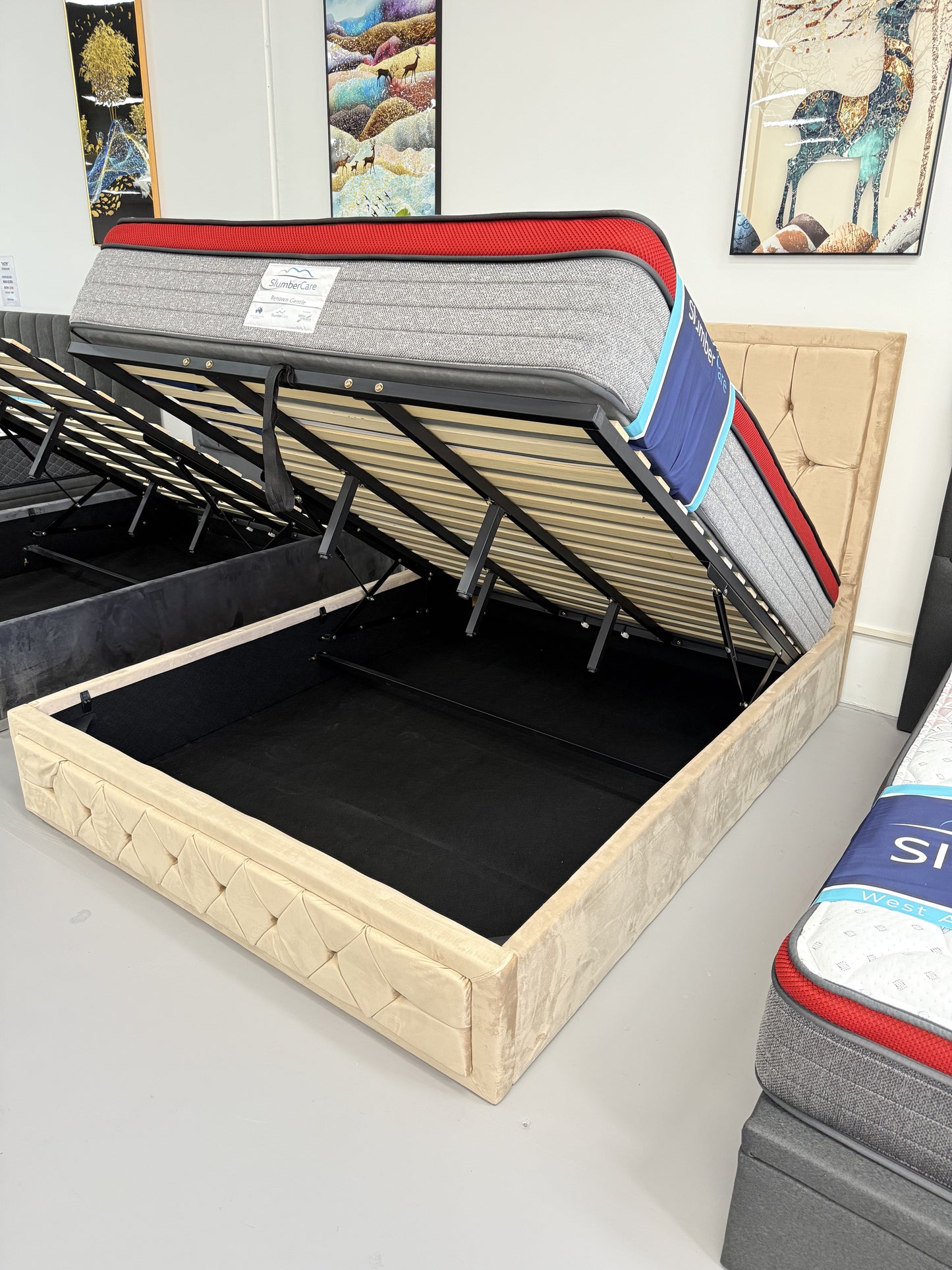 SHELLY GAS LIFT STORAGE BED FRAME