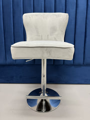 BAR STOOL SILVER GREY & BLACK VELVET