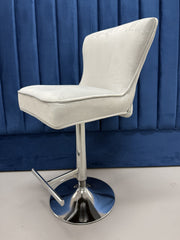 BAR STOOL SILVER GREY & BLACK VELVET