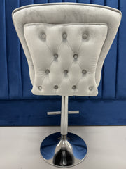 BAR STOOL SILVER GREY & BLACK VELVET
