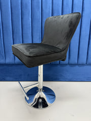 BAR STOOL SILVER GREY & BLACK VELVET