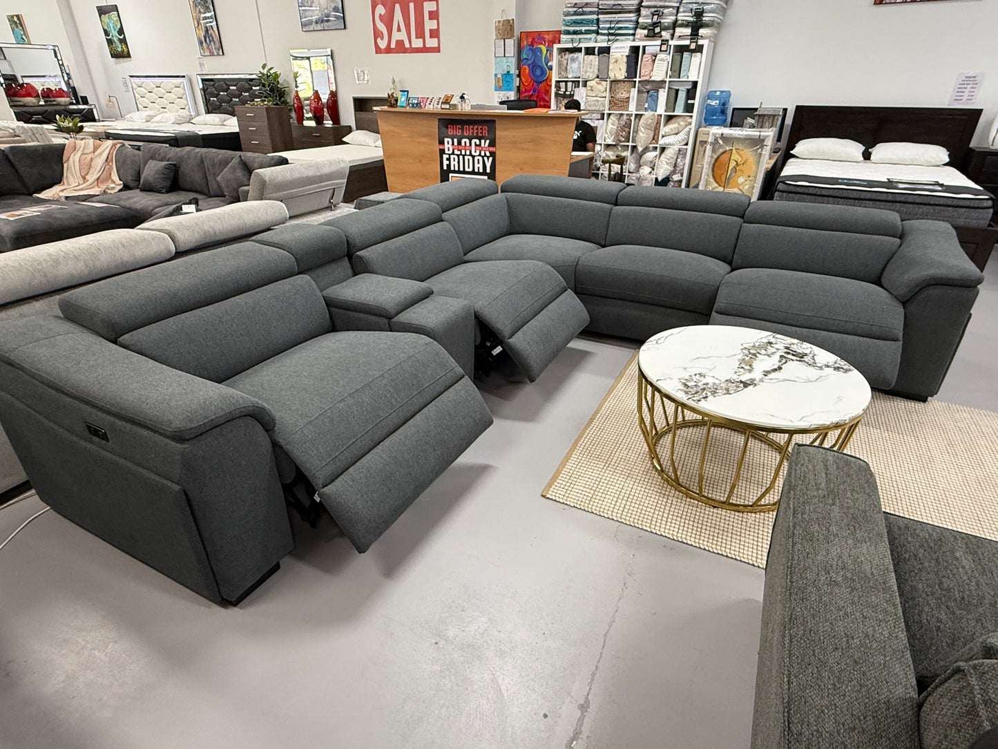 MARYLAND ELECTRIC MODULAR WITH 3 RECLINER FABRIC SOFA...!!!