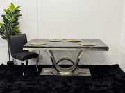 DINING TABLE WITH BLACK MARBLE TOP DT016