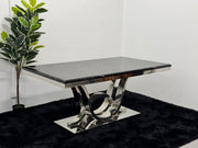 DINING TABLE WITH BLACK MARBLE TOP DT016