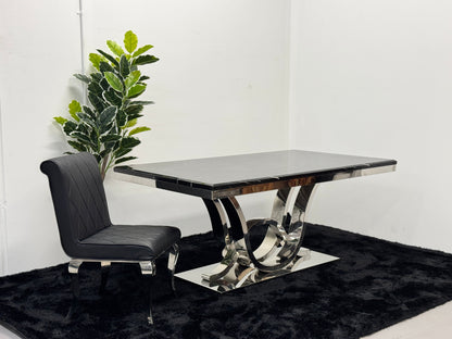 DINING TABLE WITH BLACK MARBLE TOP DT016
