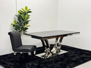 DINING TABLE WITH BLACK MARBLE TOP DT016
